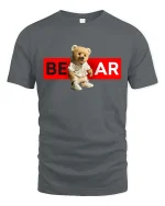 Bear Streetwear T-Shirt Cool Teddy Urban Graphic Tee - gray t-shirt on white background