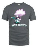Funny Science Bunny T-Shirt Cute Lab Rabbit Graphic Tee - gray t-shirt on white background