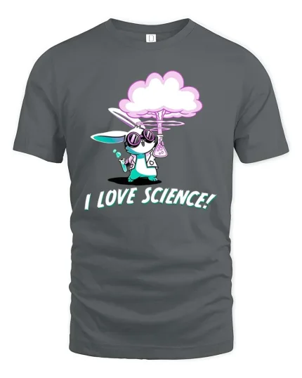 Funny Science Bunny T-Shirt Cute Lab Rabbit Graphic Tee - gray t-shirt on white background