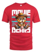 Movie Bears T-Shirt Cute Cinema Lover Graphic Tee - red t-shirt on white background