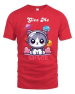 Give Me Space Cat T-Shirt Cute Astronaut Kitty Tee - red t-shirt on white background