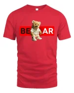 Bear Streetwear T-Shirt Cool Teddy Urban Graphic Tee - red t-shirt on white background
