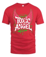 Toxic Angel T-Shirt Streetwear Gothic Graphic Grunge Tee - red t-shirt on white background