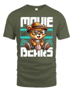 Movie Bears T-Shirt Cute Cinema Lover Graphic Tee - military green t-shirt on white background