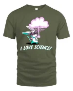 Funny Science Bunny T-Shirt Cute Lab Rabbit Graphic Tee - military green t-shirt on white background