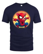 Superhero Pig T-Shirt Funny Comic Animal Graphic Tee - navy t-shirt on white background
