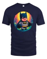 Dark Knight Pig T-Shirt Funny Hero Animal Graphic Tee - navy t-shirt on white background
