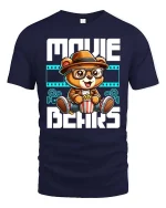 Movie Bears T-Shirt Cute Cinema Lover Graphic Tee - navy t-shirt on white background