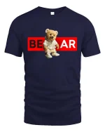 Bear Streetwear T-Shirt Cool Teddy Urban Graphic Tee - navy t-shirt on white background