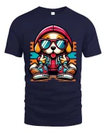 Cool Dog T-Shirt Hip Hop Puppy Graphic Streetwear Tee - navy t-shirt on white background
