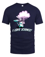 Funny Science Bunny T-Shirt Cute Lab Rabbit Graphic Tee - navy t-shirt on white background