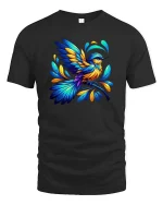 Colorful Hummingbird Artistic Nature Lover Graphic T-shirt - black t-shirt on white background