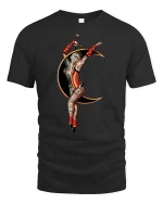 Vintage Circus Acrobat Moon Artistic Performer Graphic T-shirt - black t-shirt on white background