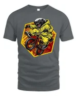 Angry Honey Badger BMX Rider Extreme Animal Graphic T-shirt - gray t-shirt on white background