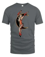 Vintage Circus Acrobat Moon Artistic Performer Graphic T-shirt - gray t-shirt on white background