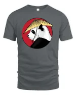 Japanese Style Panda Samurai Artistic Graphic Animal T-shirt - gray t-shirt on white background