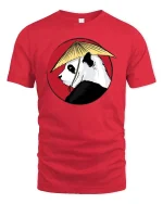 Japanese Style Panda Samurai Artistic Graphic Animal T-shirt - red t-shirt on white background