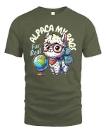 Alpaca My Bags Cute Travel Lover Funny Animal Graphic T-shirt - military green t-shirt on white background