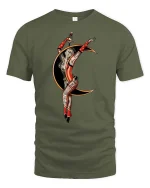 Vintage Circus Acrobat Moon Artistic Performer Graphic T-shirt - military green t-shirt on white background