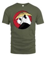 Japanese Style Panda Samurai Artistic Graphic Animal T-shirt - military green t-shirt on white background