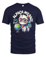 Alpaca My Bags Cute Travel Lover Funny Animal Graphic T-shirt - navy t-shirt on white background