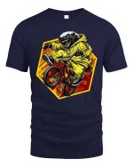 Angry Honey Badger BMX Rider Extreme Animal Graphic T-shirt - navy t-shirt on white background