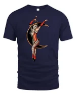 Vintage Circus Acrobat Moon Artistic Performer Graphic T-shirt - navy t-shirt on white background