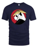 Japanese Style Panda Samurai Artistic Graphic Animal T-shirt - navy t-shirt on white background