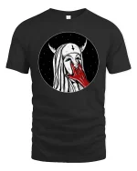 Dark Gothic Nun Horror Aesthetic Graphic T-Shirt Style - black t-shirt on white background