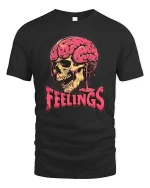 Dark Humor Feelings Skull Brain Drip Graphic T-Shirt Style - black t-shirt on white background