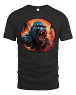Fierce Gorilla Roar Wild Power Graphic Animal T-Shirt - black t-shirt on white background