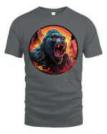 Fierce Gorilla Roar Wild Power Graphic Animal T-Shirt - gray t-shirt on white background