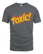 Toxic Flame Retro Warning Graphic Bold Style T-Shirt - gray t-shirt on white background