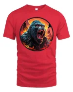 Fierce Gorilla Roar Wild Power Graphic Animal T-Shirt - red t-shirt on white background