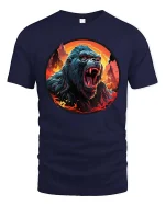Fierce Gorilla Roar Wild Power Graphic Animal T-Shirt - navy t-shirt on white background