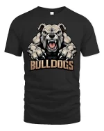 Fierce Bulldogs Mascot Powerful Animal Sports Style Tshirt - black t-shirt on white background