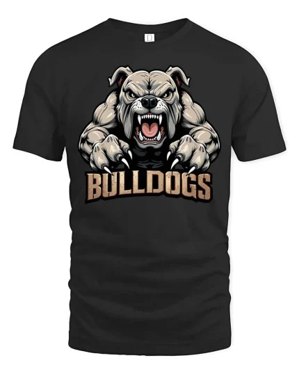 Fierce Bulldogs Mascot Powerful Animal Sports Style Tshirt - black t-shirt on white background