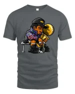 Champion Victory Trophy Cartoon Style Winner Celebration Tshirt - gray t-shirt on white background