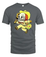 Funny Skeleton Mariachi Guitar Vintage Style Humor Graphic Tshirt - gray t-shirt on white background
