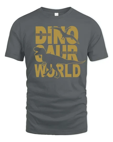 Lost Dinosaur Planet Graphic Adventure Jurassic Style Tshirt - gray t-shirt on white background