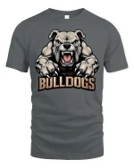 Fierce Bulldogs Mascot Powerful Animal Sports Style Tshirt - gray t-shirt on white background