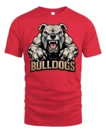 Fierce Bulldogs Mascot Powerful Animal Sports Style Tshirt - red t-shirt on white background