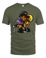 Champion Victory Trophy Cartoon Style Winner Celebration Tshirt - military green t-shirt on white background