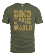 Lost Dinosaur Planet Graphic Adventure Jurassic Style Tshirt - military green t-shirt on white background