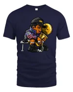Champion Victory Trophy Cartoon Style Winner Celebration Tshirt - navy t-shirt on white background