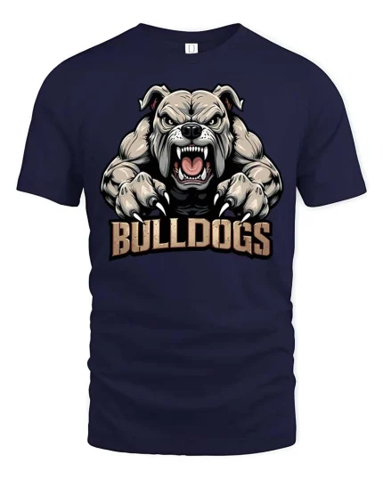 Fierce Bulldogs Mascot Powerful Animal Sports Style Tshirt - navy t-shirt on white background