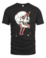 Surreal Skull Character Dark Art Weird Graphic T-Shirt Tee - black t-shirt on white background