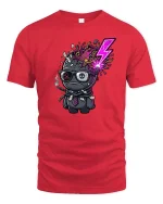 Funny Brain Explosion Cartoon Dark Humor Graphic T-Shirt Tee - red t-shirt on white background