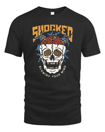 Shocked Skull Blowing Your Mind Retro Graphic T Shirt - black t-shirt on white background