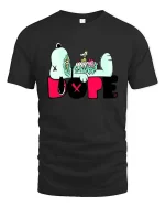 Zombie Dope Cartoon Street Art Edgy Graphic T Shirt - black t-shirt on white background